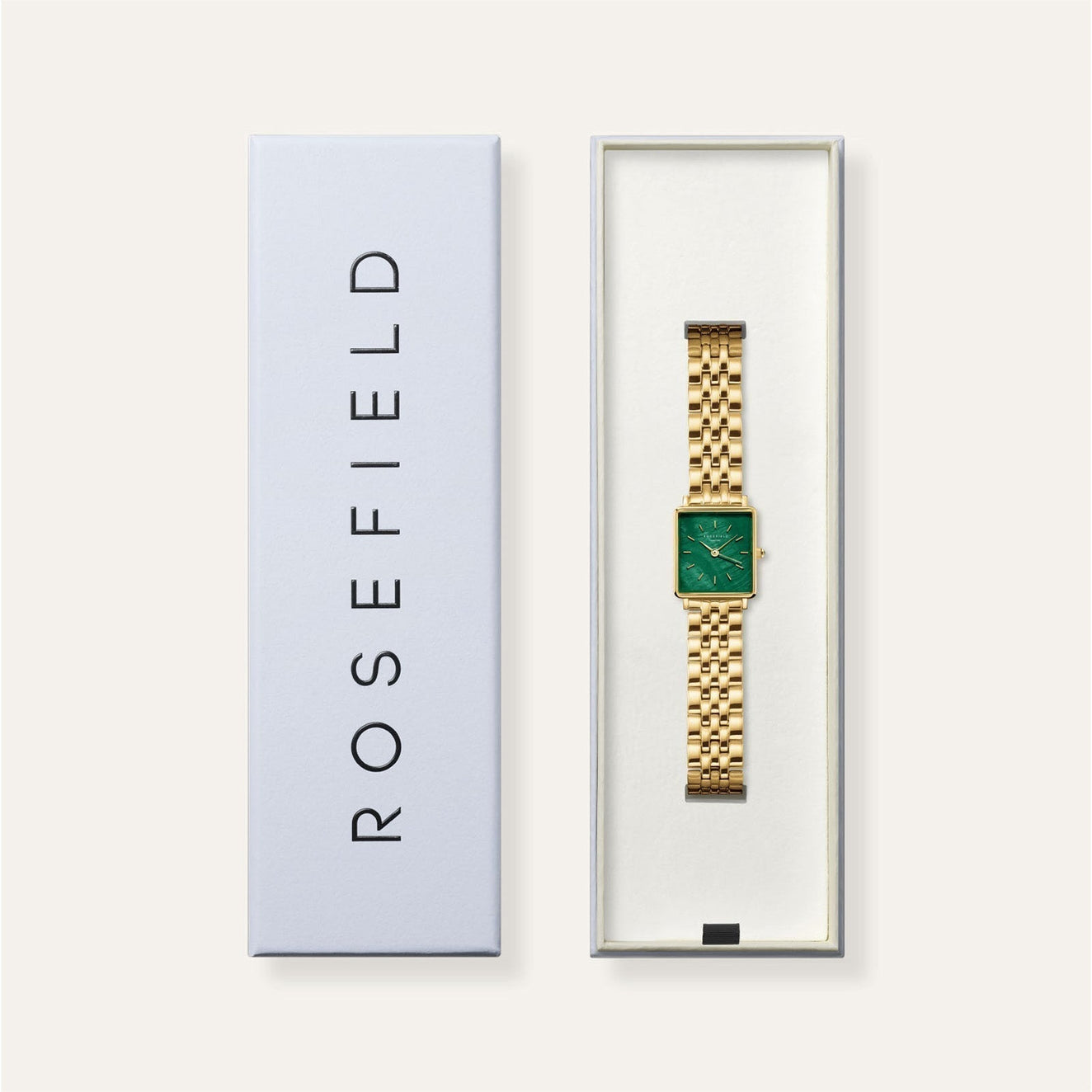 Rosefield ladies rectangular gold tone watch NEW BATTERY The Boxy XS Black Gold | Rosefield Official – Rosefield  main image 2